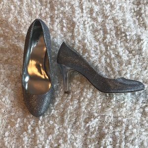 Silver sparkle heels